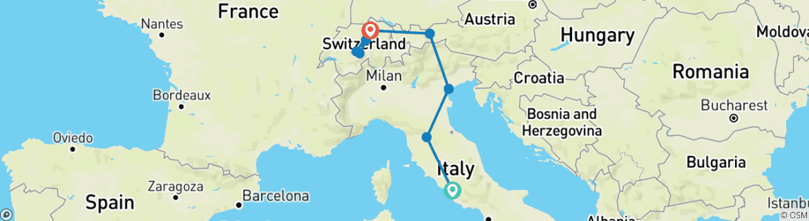 Mapa de Italia clásica y Suiza GO