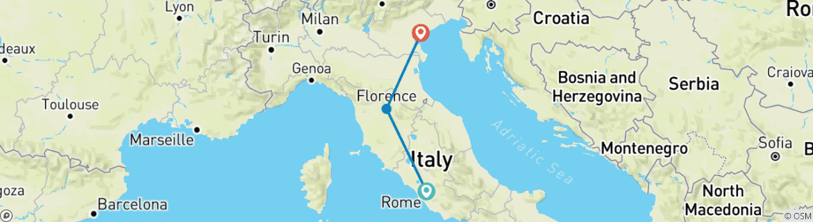 Image d'une carte montrant l'itinéraire du circuit