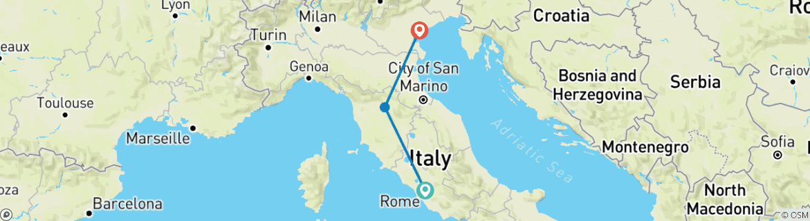 Foto van een kaart met de route van de rondreis