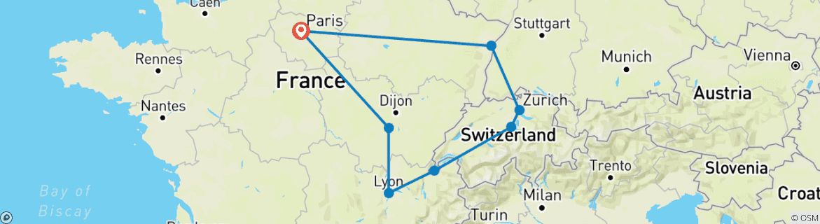 Karte mit der Reiseroute