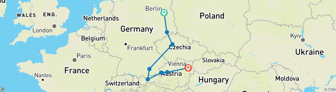 Image d'une carte montrant l'itinéraire du circuit