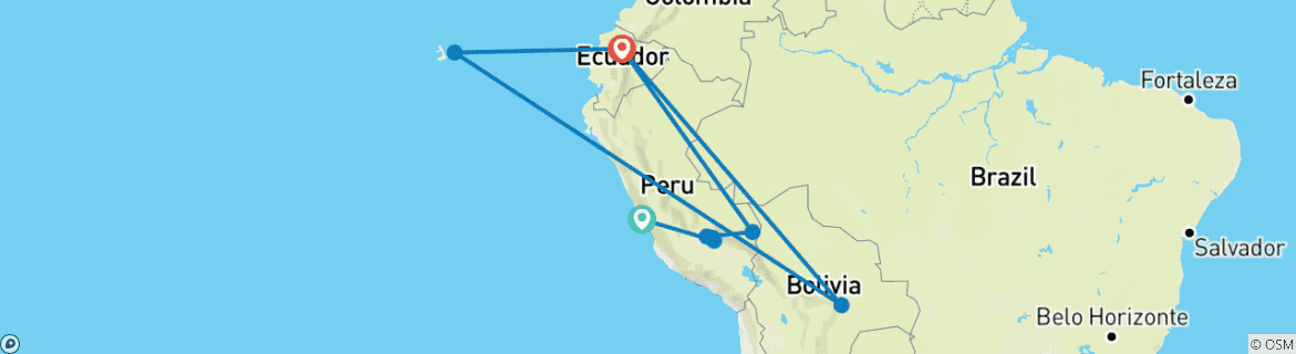 Foto van een kaart met de route van de rondreis