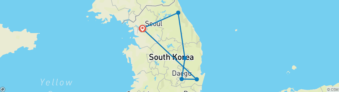 Foto van een kaart met de route van de rondreis