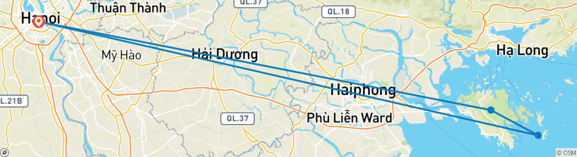 Image d'une carte montrant l'itinéraire du circuit
