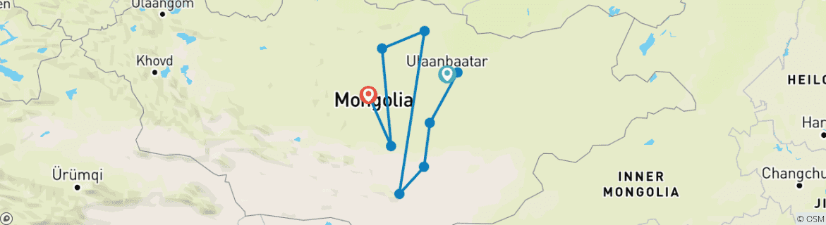 Image d'une carte montrant l'itinéraire du circuit