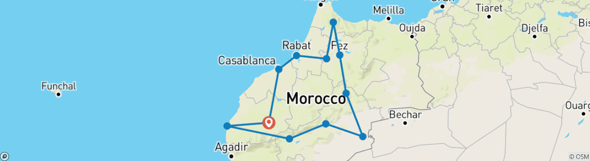 Image d'une carte montrant l'itinéraire du circuit