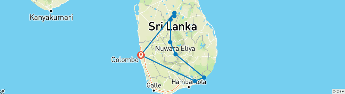 Image d'une carte montrant l'itinéraire du circuit