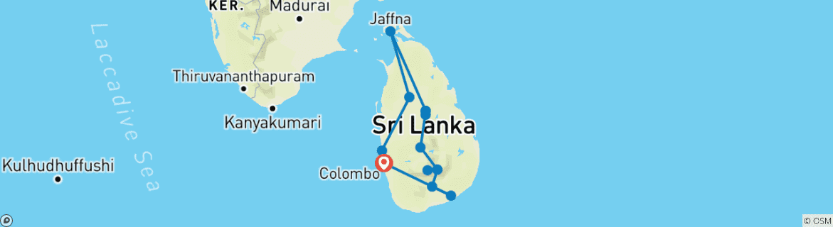 Image d'une carte montrant l'itinéraire du circuit