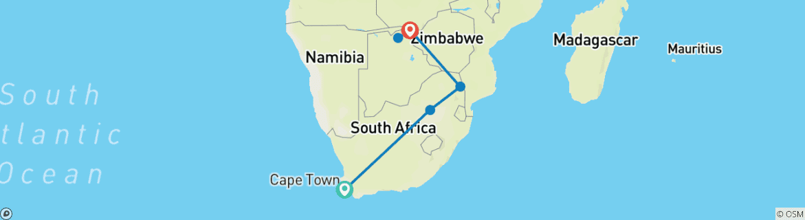 Karte mit der Reiseroute