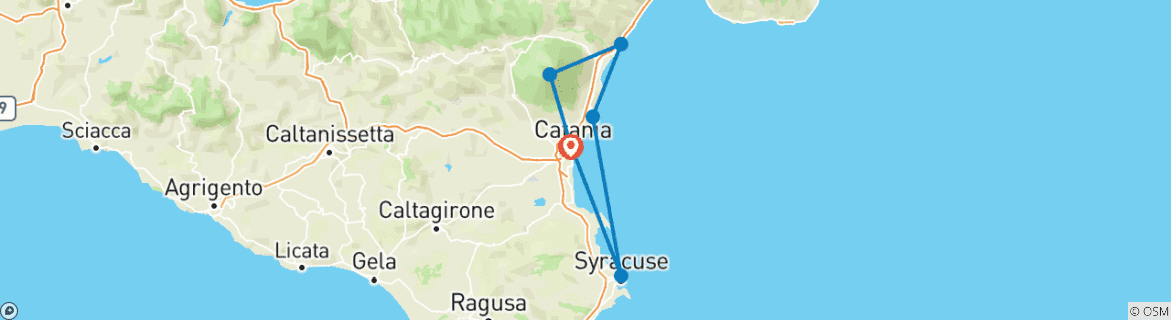 Image d'une carte montrant l'itinéraire du circuit