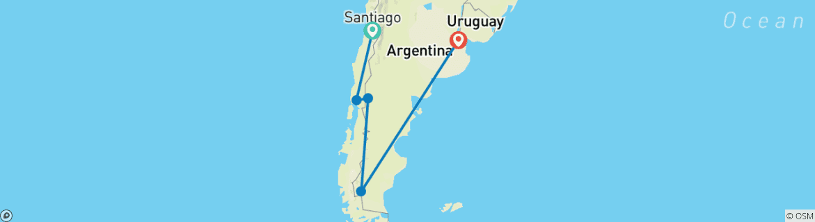 Image d'une carte montrant l'itinéraire du circuit