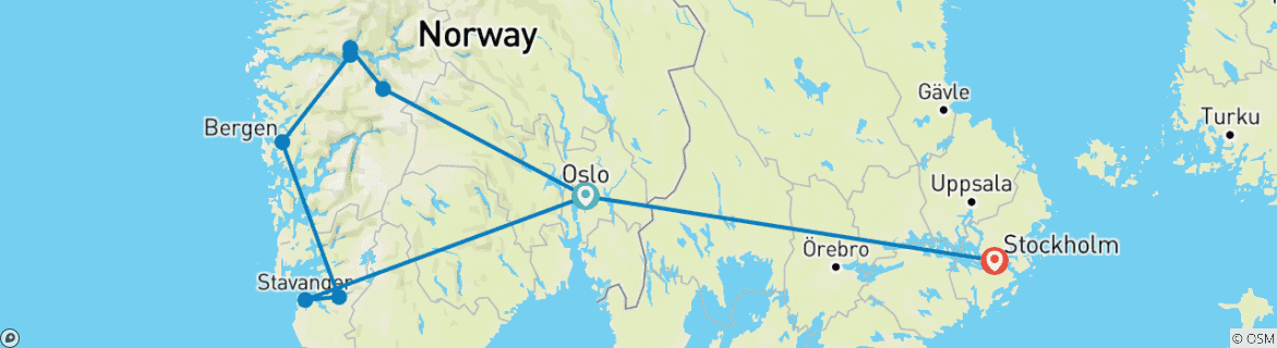 Image d'une carte montrant l'itinéraire du circuit