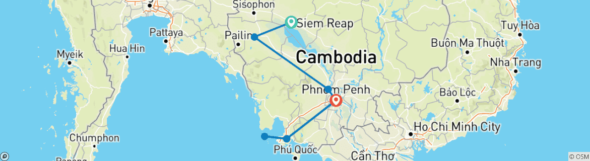 Karte von Superior - Kleingruppenrundreise & Baden Kambodscha (inkl Flug)
