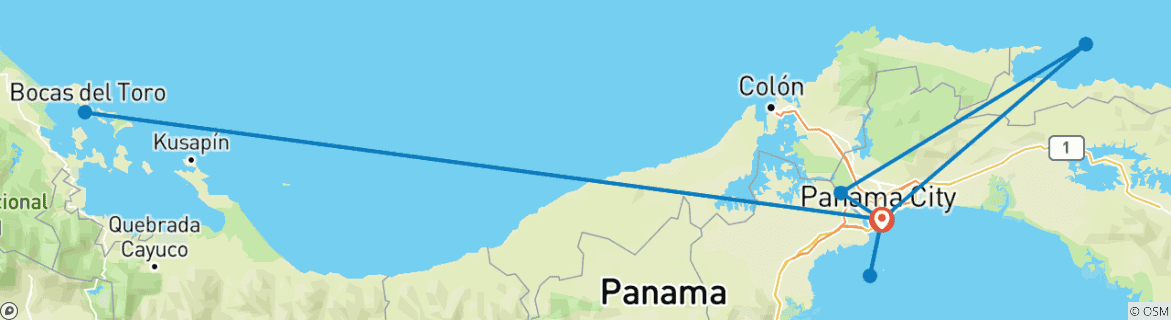 Carte du circuit Circuit en petit groupe au Panama (vol inclus)