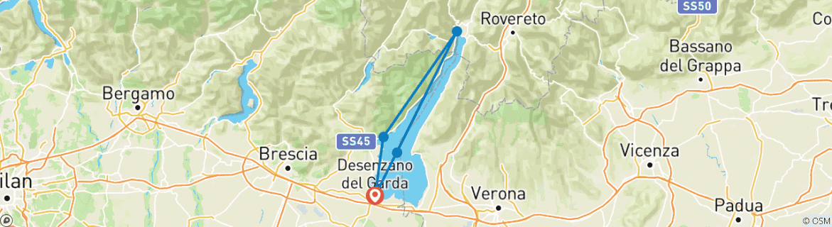 Image d'une carte montrant l'itinéraire du circuit