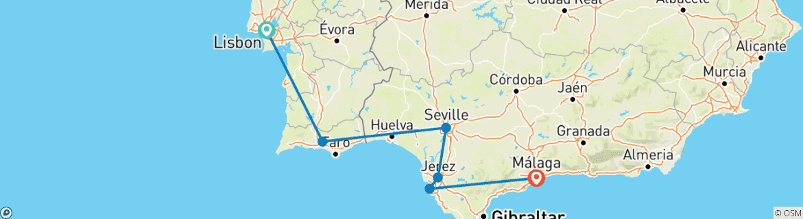 Image d'une carte montrant l'itinéraire du circuit