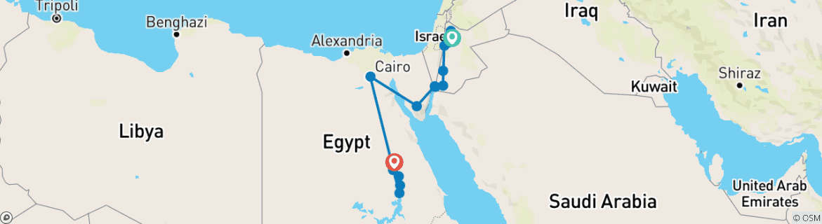 Carte du circuit La Jordanie magique et les beautés du Nil