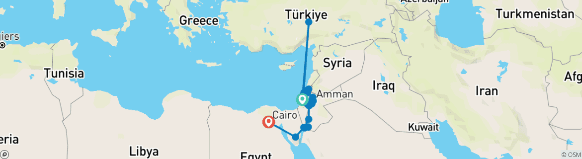 Image d'une carte montrant l'itinéraire du circuit