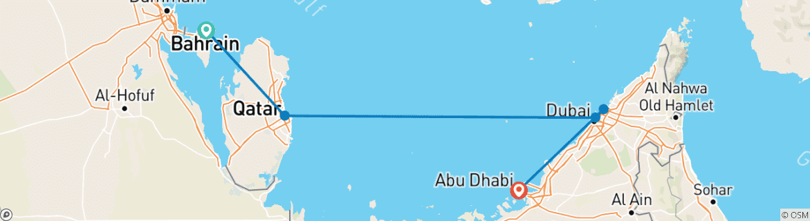 Foto van een kaart met de route van de rondreis