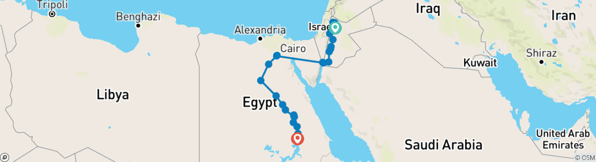 Karte mit der Reiseroute