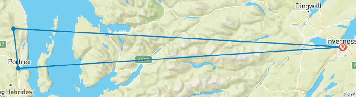 Image d'une carte montrant l'itinéraire du circuit