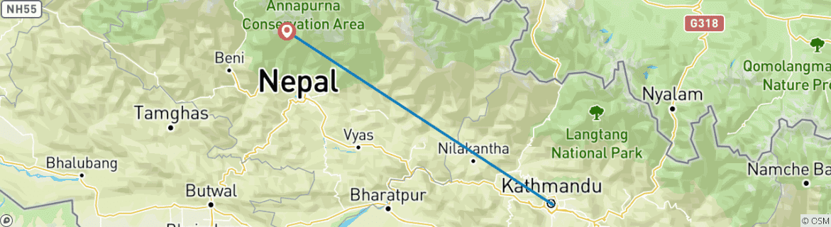 Image d'une carte montrant l'itinéraire du circuit