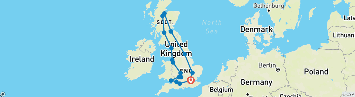 Karte mit der Reiseroute