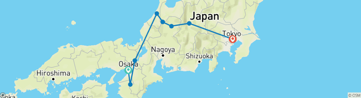 Foto van een kaart met de route van de rondreis