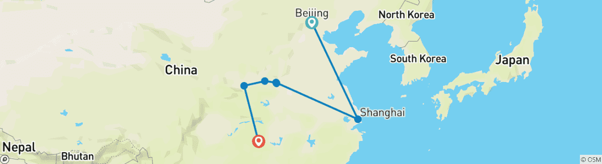 Karte mit der Reiseroute