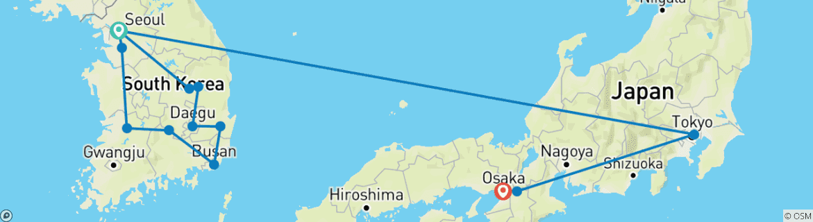 Image d'une carte montrant l'itinéraire du circuit