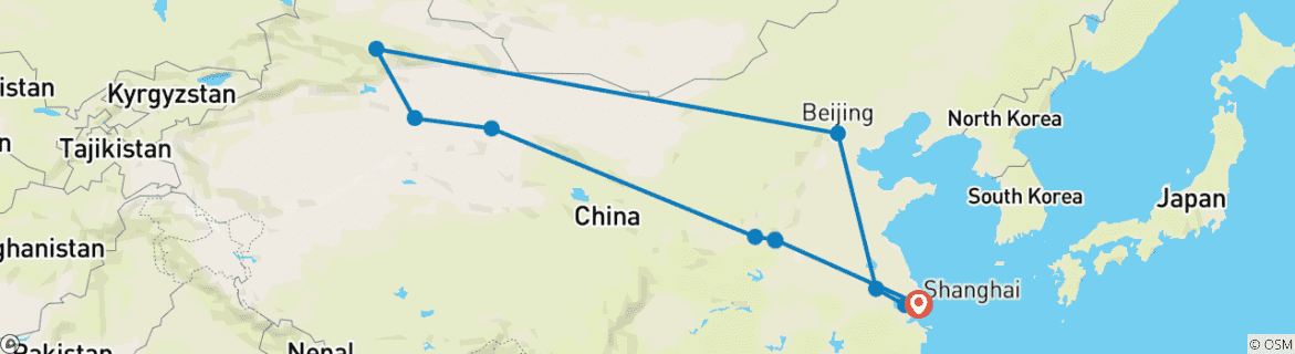 Image d'une carte montrant l'itinéraire du circuit