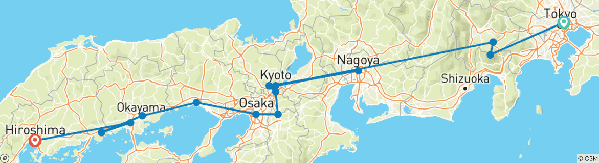 Image d'une carte montrant l'itinéraire du circuit