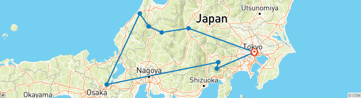 Foto van een kaart met de route van de rondreis