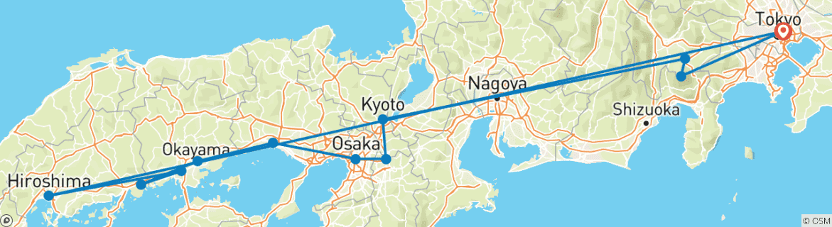 Image d'une carte montrant l'itinéraire du circuit