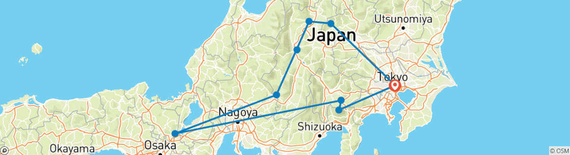 Image d'une carte montrant l'itinéraire du circuit