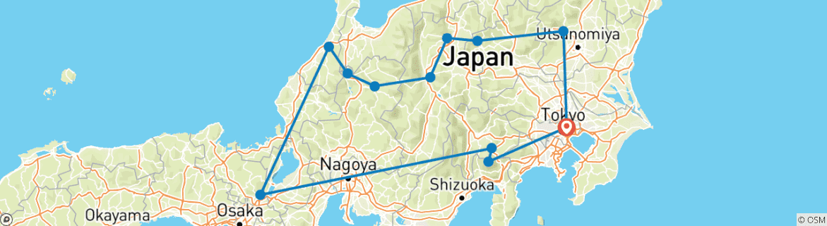 Foto van een kaart met de route van de rondreis