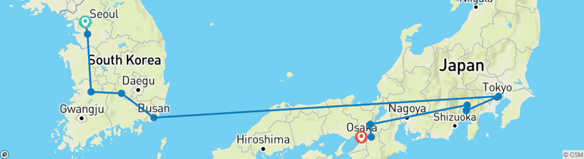 Image d'une carte montrant l'itinéraire du circuit