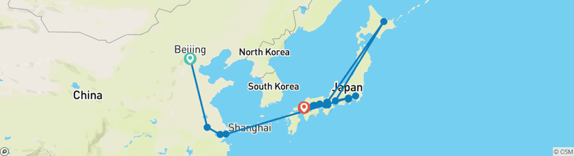 Karte von Legenden von China und Japan (21 Destinationen)