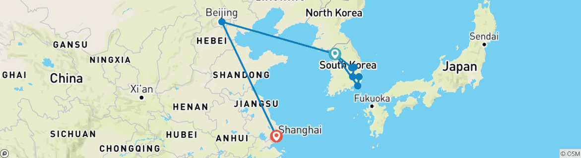 Image d'une carte montrant l'itinéraire du circuit