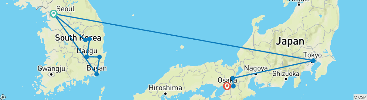 Image d'une carte montrant l'itinéraire du circuit