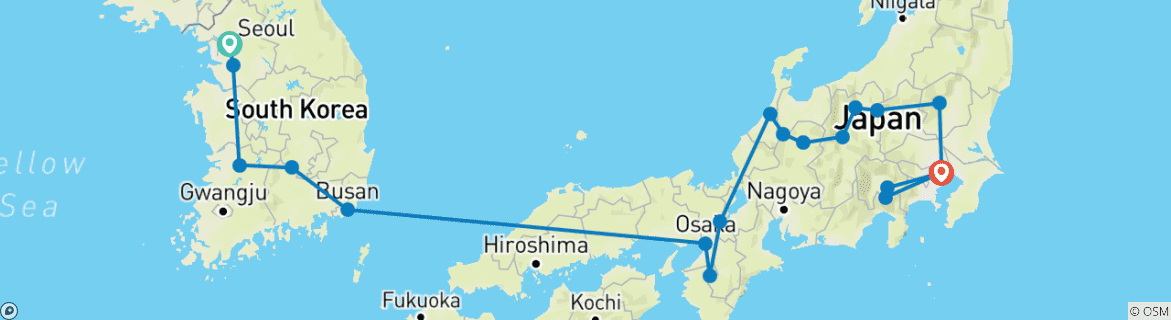 Image d'une carte montrant l'itinéraire du circuit