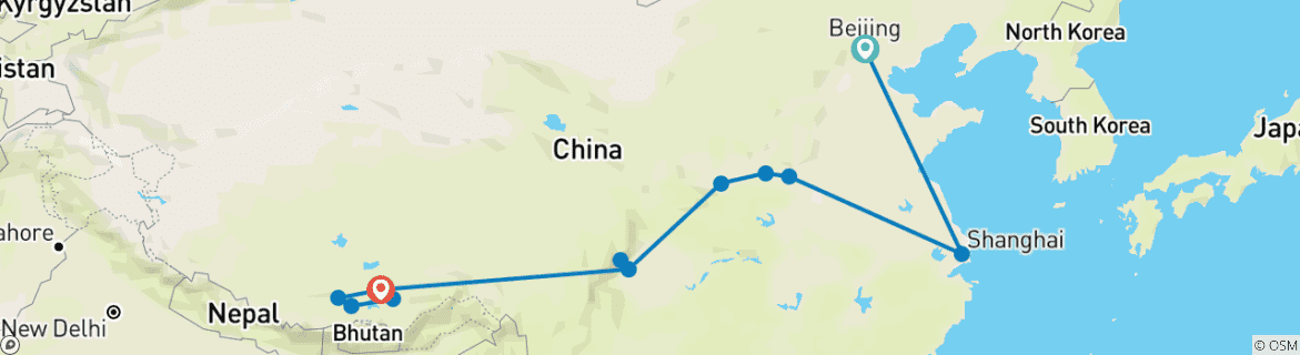 Karte mit der Reiseroute