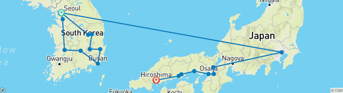 Image d'une carte montrant l'itinéraire du circuit