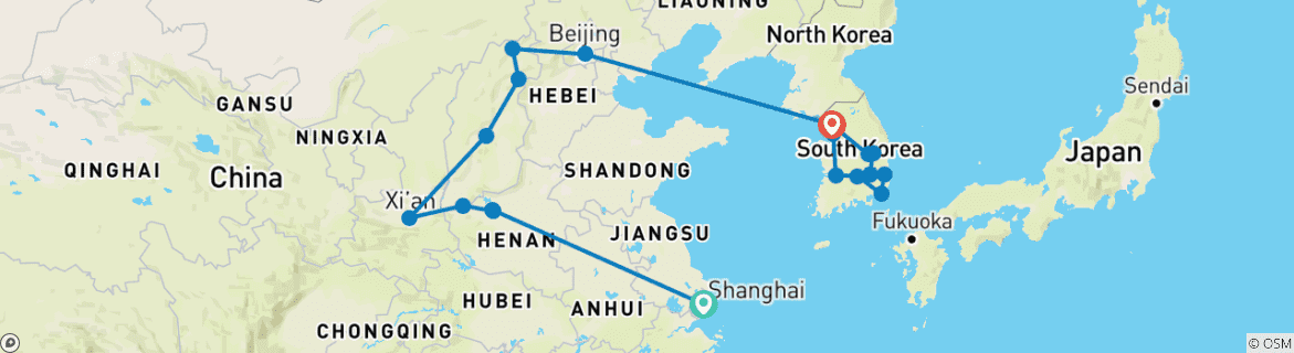 Image d'une carte montrant l'itinéraire du circuit