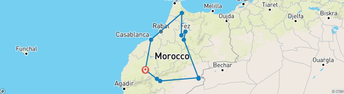 Image d'une carte montrant l'itinéraire du circuit