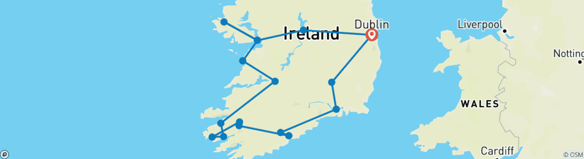 Foto van een kaart met de route van de rondreis