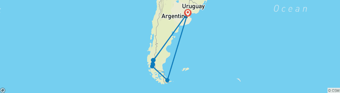 Carte du circuit Découvrez la Patagonie