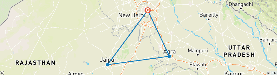 Foto van een kaart met de route van de rondreis