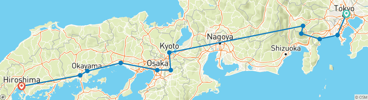 Image d'une carte montrant l'itinéraire du circuit