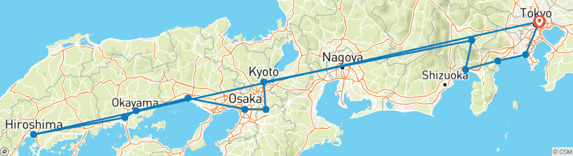 Foto van een kaart met de route van de rondreis